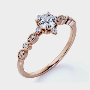 1.25 Carat Round Near colorless Moissanite Engagement Ring